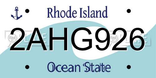 2AHG926 Rhode Island License Plate