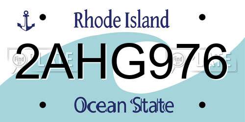 2AHG976 Rhode Island License Plate