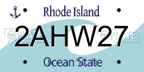 2AHW27 Rhode Island License Plate