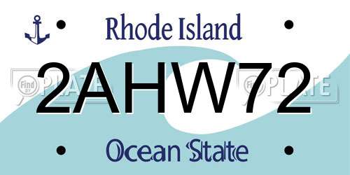 2AHW72 Rhode Island License Plate