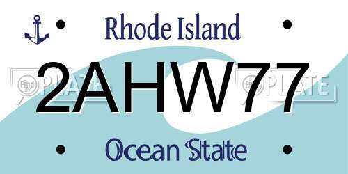 2AHW77 Rhode Island License Plate