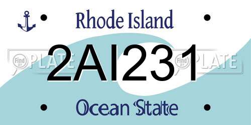 2AI231 Rhode Island License Plate