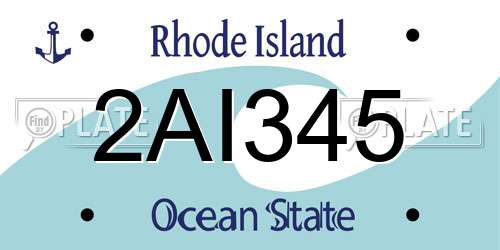 2AI345 Rhode Island License Plate