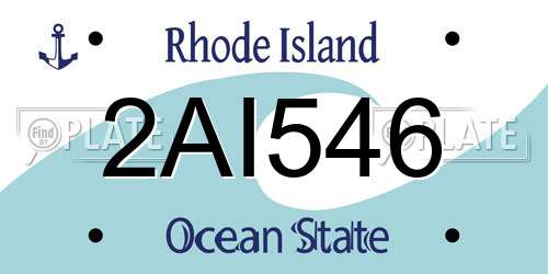 2AI546 Rhode Island License Plate