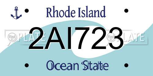2AI723 Rhode Island License Plate