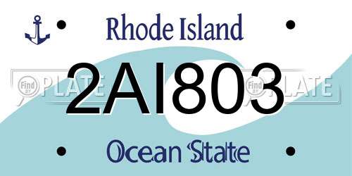 2AI803 Rhode Island License Plate