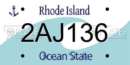 2AJ136 Rhode Island License Plate