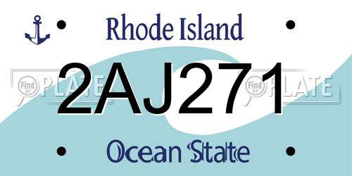 2AJ271 Rhode Island License Plate