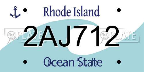 2AJ712 Rhode Island License Plate