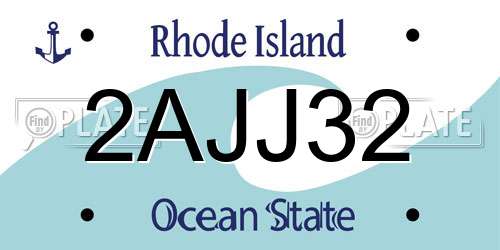 2AJJ32 Rhode Island License Plate