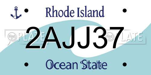 2AJJ37 Rhode Island License Plate