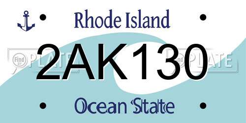 2AK130 Rhode Island License Plate