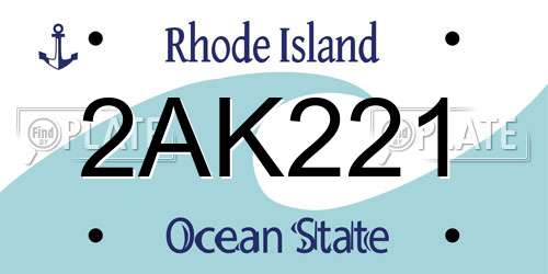 2AK221 Rhode Island License Plate