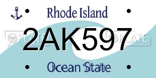2AK597 Rhode Island License Plate
