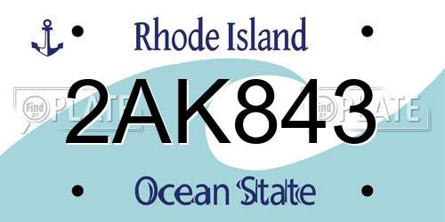 2AK843 Rhode Island License Plate