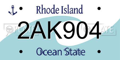 2AK904 Rhode Island License Plate