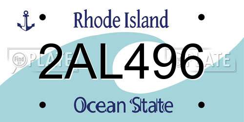 2AL496 Rhode Island License Plate