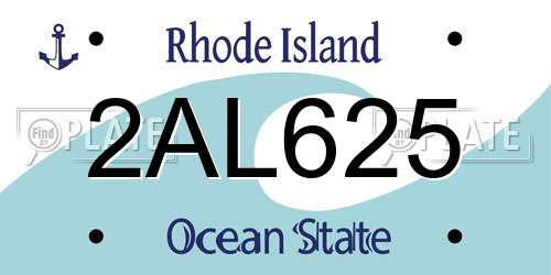 2AL625 Rhode Island License Plate