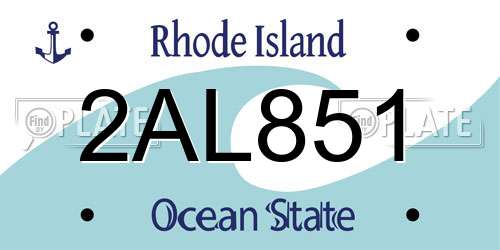 2AL851 Rhode Island License Plate