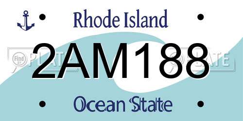 2AM188 Rhode Island License Plate