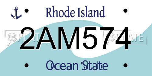 2AM574 Rhode Island License Plate