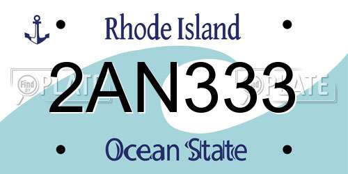 2AN333 Rhode Island License Plate