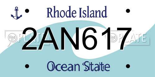 2AN617 Rhode Island License Plate