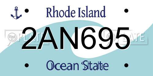 2AN695 Rhode Island License Plate