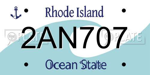 2AN707 Rhode Island License Plate