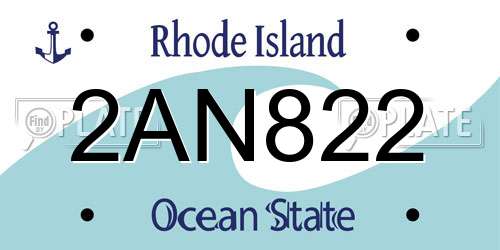 2AN822 Rhode Island License Plate