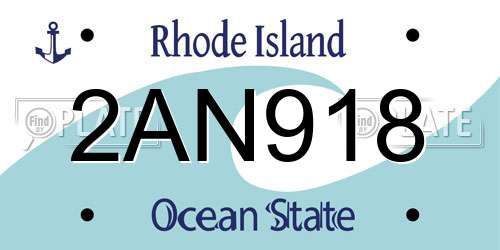 2AN918 Rhode Island License Plate