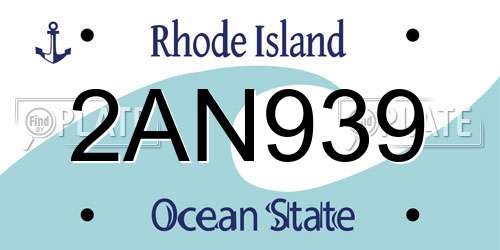 2AN939 Rhode Island License Plate
