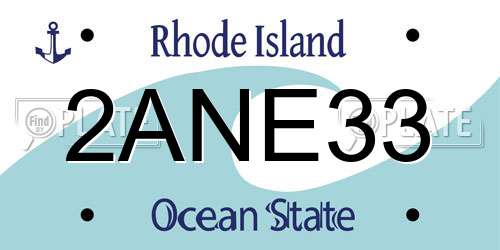 2ANE33 Rhode Island License Plate