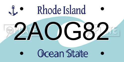2AOG82 Rhode Island License Plate