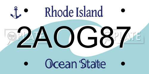 2AOG87 Rhode Island License Plate