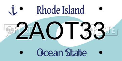 2AOT33 Rhode Island License Plate