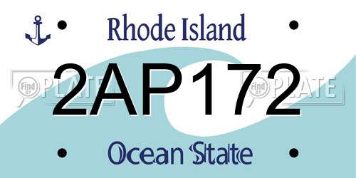 2AP172 Rhode Island License Plate