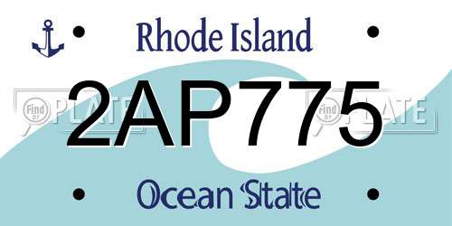 2AP775 Rhode Island License Plate