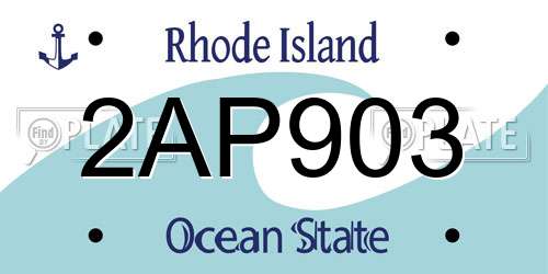 2AP903 Rhode Island License Plate