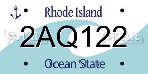 2AQ122 Rhode Island License Plate