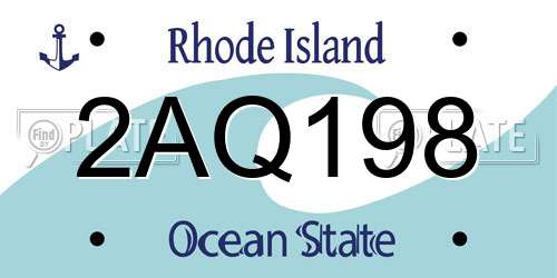 2AQ198 Rhode Island License Plate