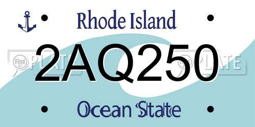 2AQ250 Rhode Island License Plate