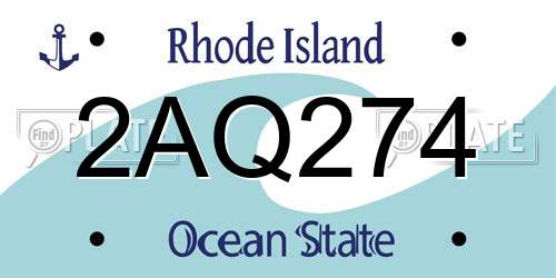 2AQ274 Rhode Island License Plate