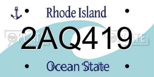 2AQ419 Rhode Island License Plate