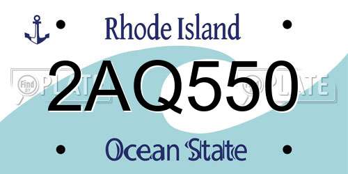 2AQ550 Rhode Island License Plate