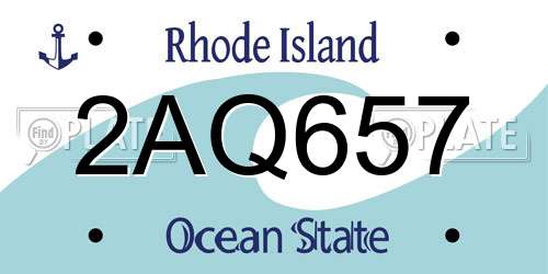 2AQ657 Rhode Island License Plate