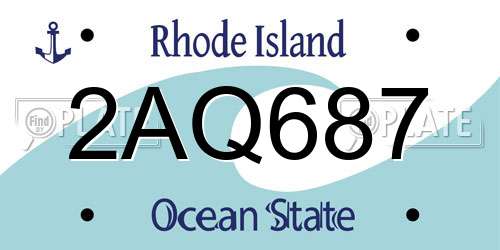 2AQ687 Rhode Island License Plate