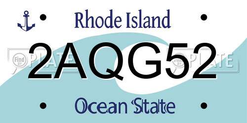 2AQG52 Rhode Island License Plate