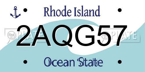 2AQG57 Rhode Island License Plate