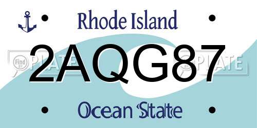 2AQG87 Rhode Island License Plate
